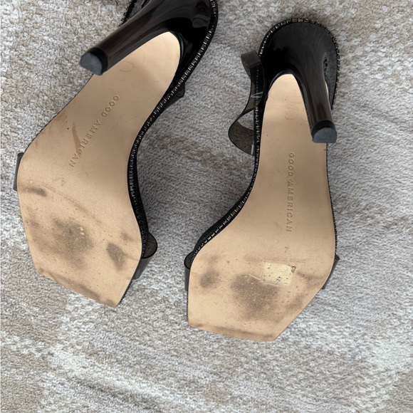 Good American Crystal Crush Lucite Glitter Sling Back Heels - Picture 5 of 8